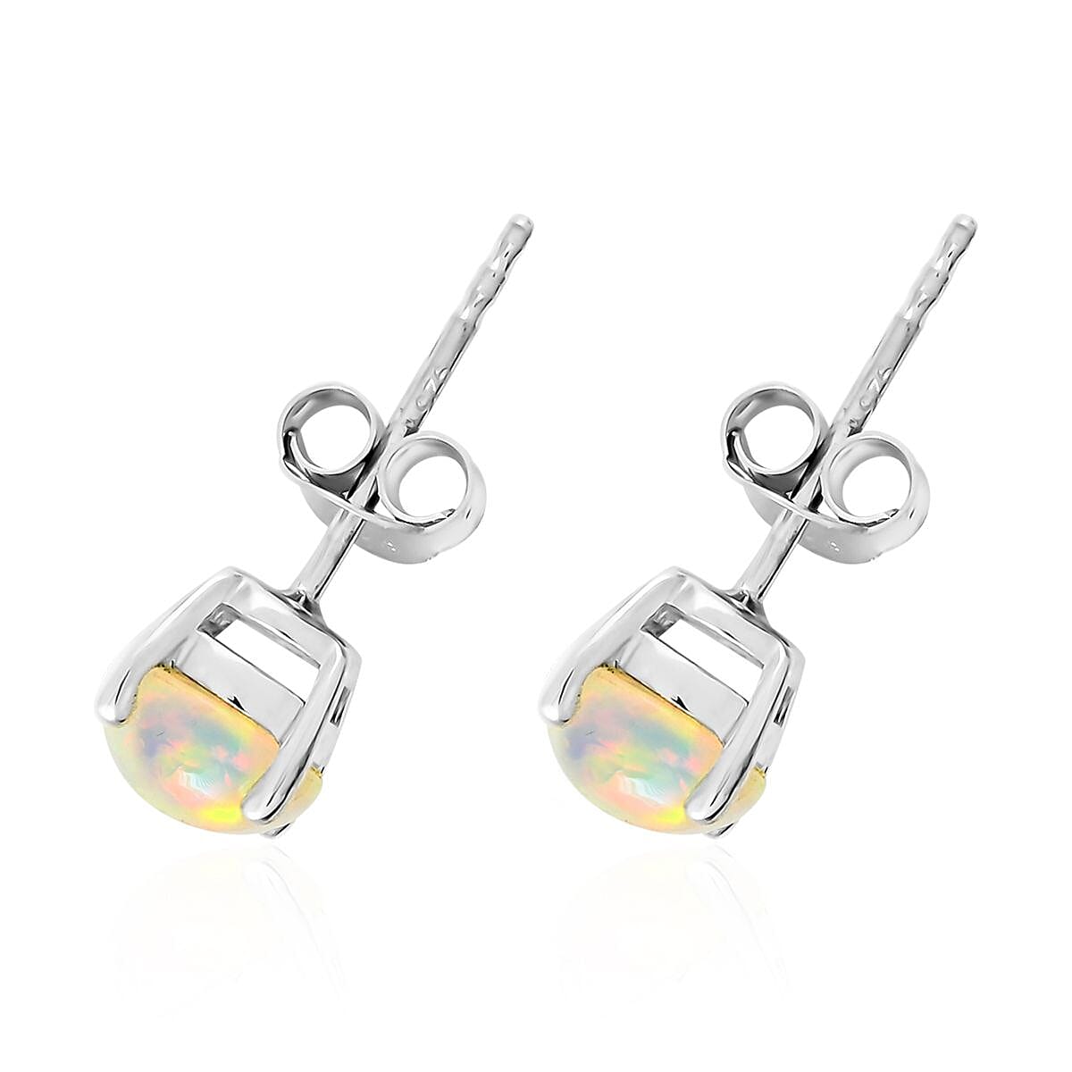 Premium Ethiopian Welo Opal Solitaire Stud Earrings in Platinum Over Sterling Silver 1.10 ctw