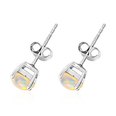 Premium Ethiopian Welo Opal Solitaire Stud Earrings in Platinum Over Sterling Silver 1.10 ctw