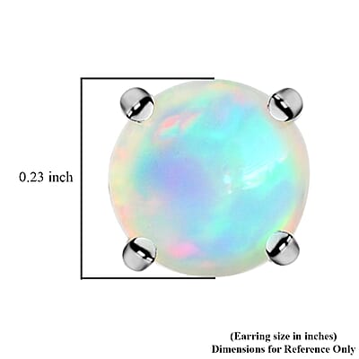 Premium Ethiopian Welo Opal Solitaire Stud Earrings in Platinum Over Sterling Silver 1.10 ctw
