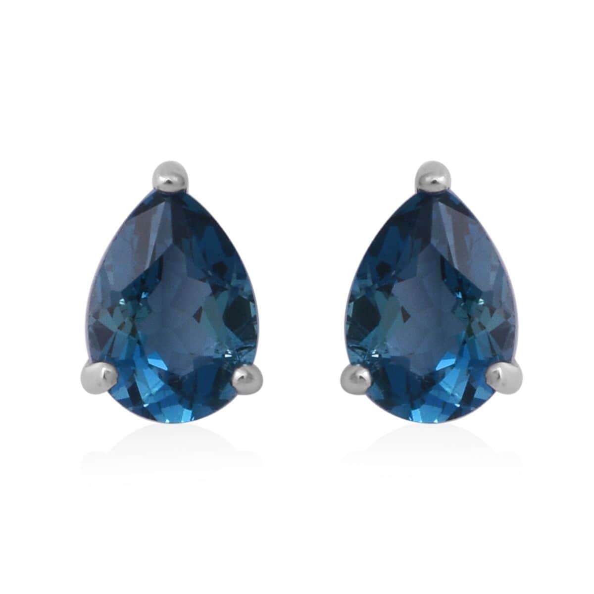 London Blue Topaz Stud Earrings in Platinum Over Sterling Silver 1.60 ctw image number 0