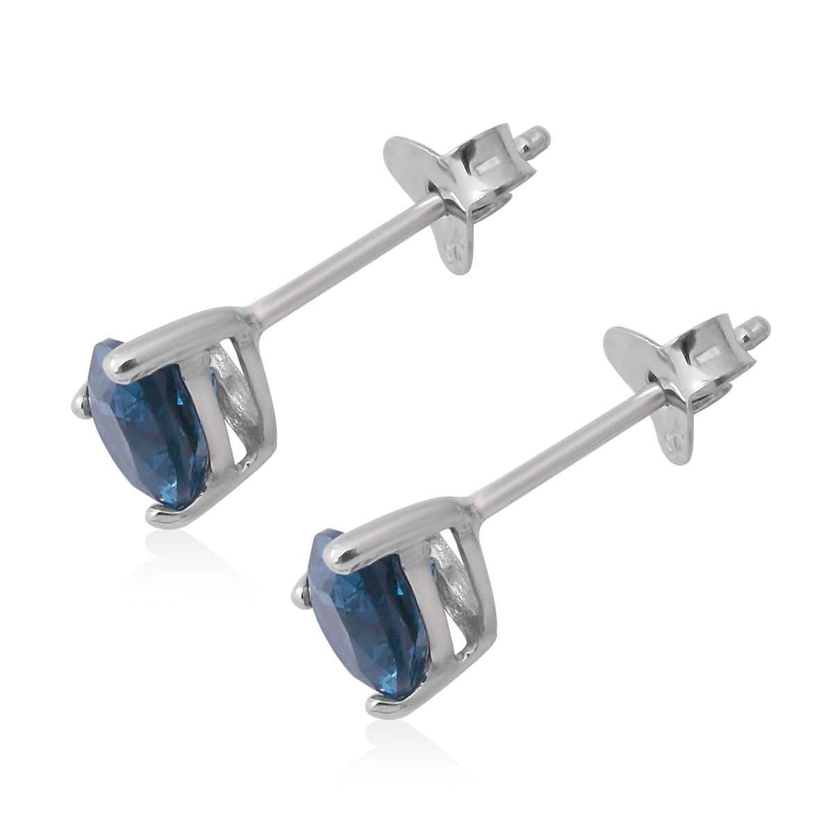 London Blue Topaz Stud Earrings in Platinum Over Sterling Silver 1.60 ctw image number 2