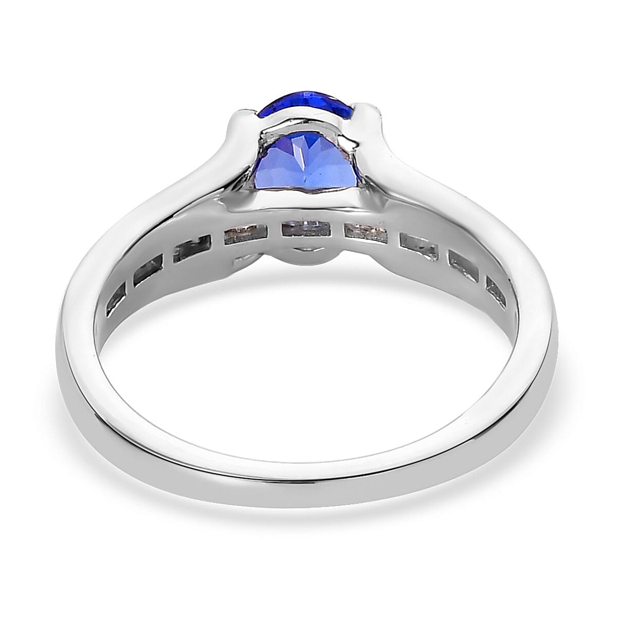Premium Tanzanite and Diamond Ring in Platinum Over Sterling Silver (Size 7.0) 1.40 ctw image number 4