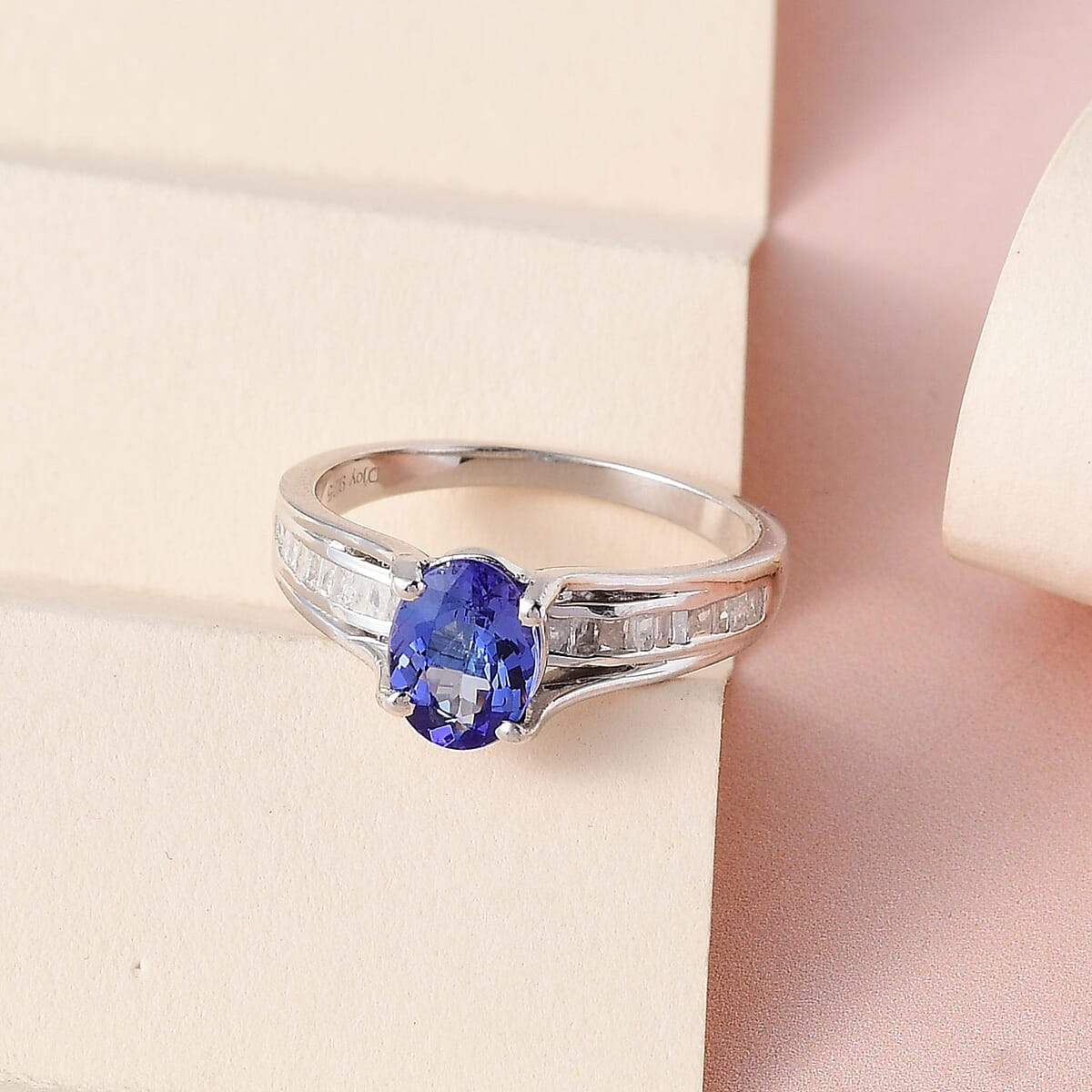 Premium Tanzanite and Diamond Ring in Platinum Over Sterling Silver (Size 8.0) 1.40 ctw image number 1