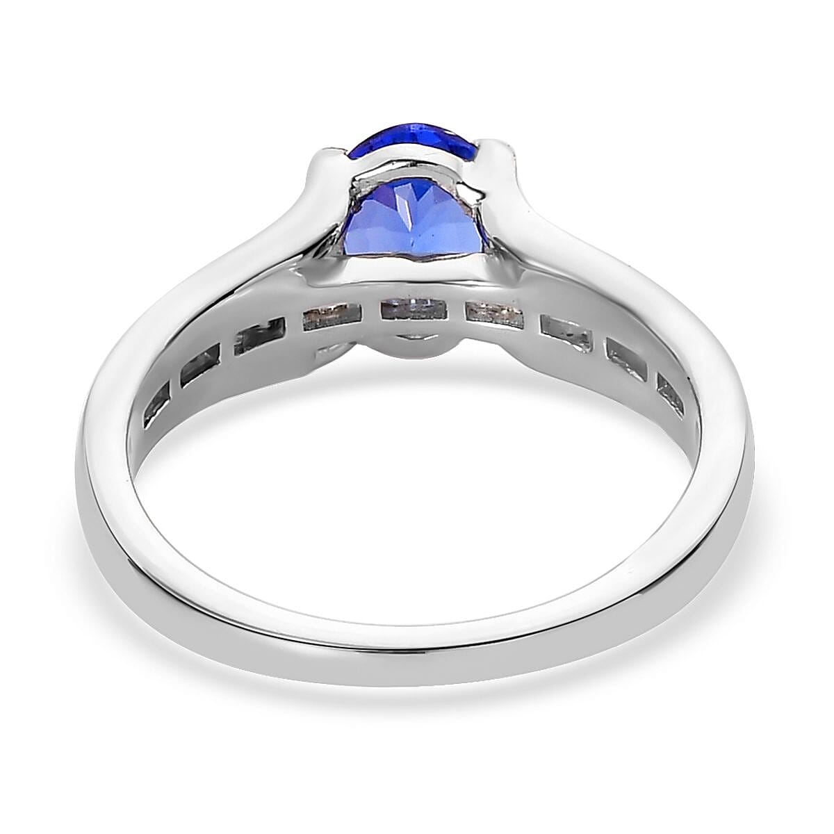 Premium Tanzanite and Diamond Ring in Platinum Over Sterling Silver (Size 8.0) 1.40 ctw image number 4