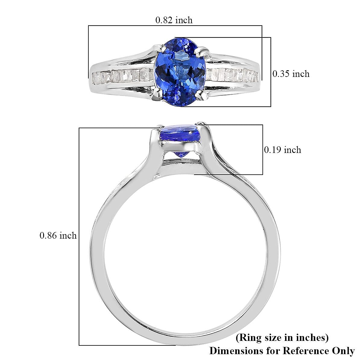 Premium Tanzanite and Diamond Ring in Platinum Over Sterling Silver (Size 8.0) 1.40 ctw image number 5