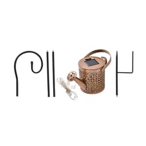 Copper Brush Solar Watering Can LED Lamp with Shepherd Hook Stand