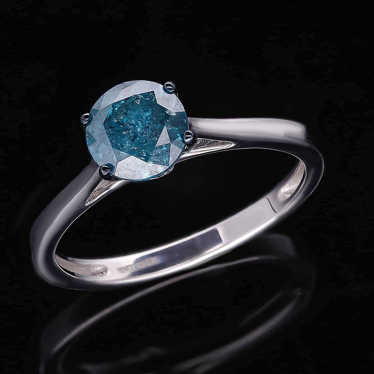 Luxoro SGL Certified Blue Diamond Solitaire Ring, 10K White Gold Ring, Diamond Ring, Gold Solitaire Ring, Promise Ring, Gold Gift For Her 1.00 ctw image number 1