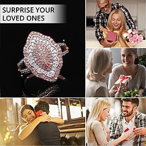 Natural Pink and White Diamond Elongated Ring in Vermeil Rose Gold Over Sterling Silver, Promise Rings (Size 7.0) 0.50 ctw