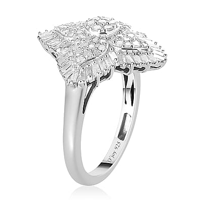 Diamond Ring in Platinum Over Sterling Silver (Size 10.0) 1.00 ctw