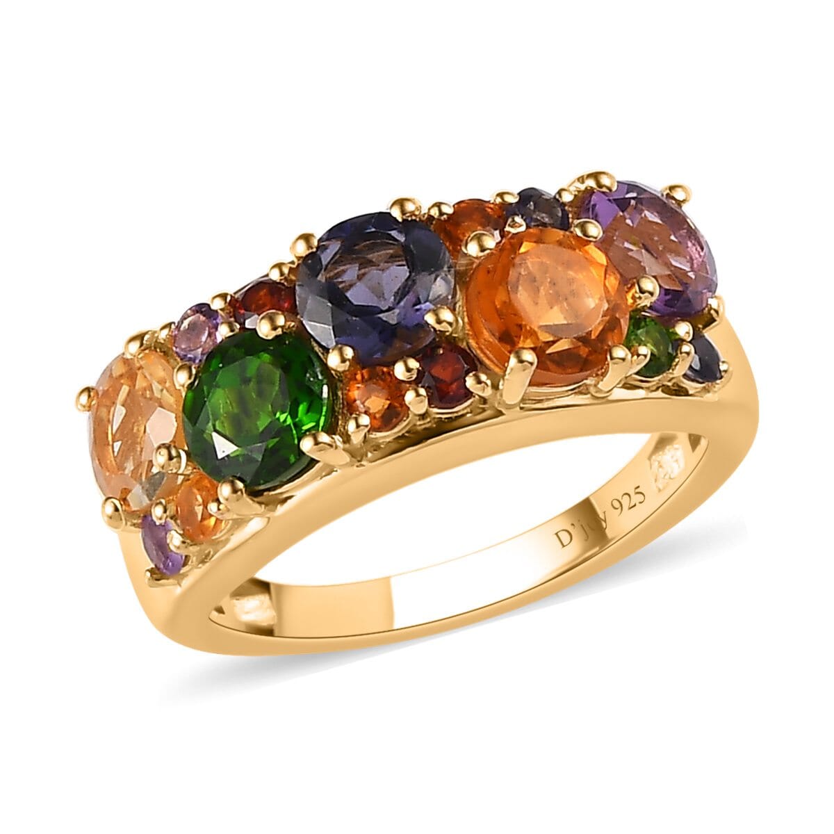 Multi Gemstone Cluster Ring in Vermeil Yellow Gold Over Sterling Silver (Size 7.0) 2.65 ctw image number 0