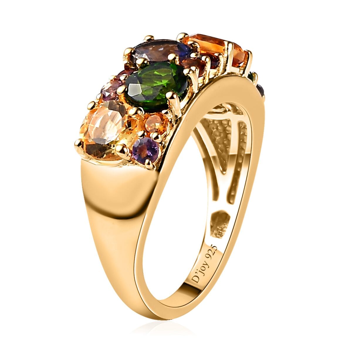 New Luxury Gold Color Plated Crystal Ring Geometric V Charm Rings