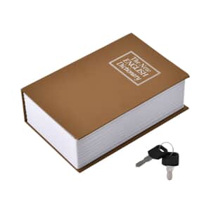 Small Dictionary Diversion Secret Hidden Book Safe with Key Lock - Brown