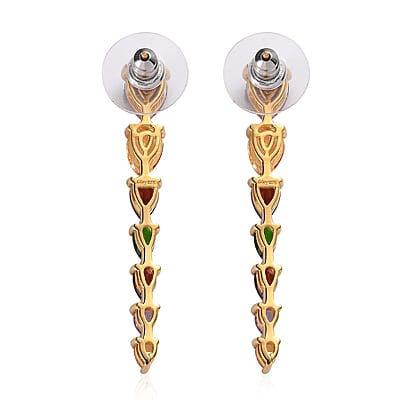 Rose De France Amethyst and Multi Gemstone Dangle Earrings in Vermeil Yellow Gold Over Sterling Silver 5.60 ctw