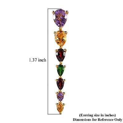 Rose De France Amethyst and Multi Gemstone Dangle Earrings in Vermeil Yellow Gold Over Sterling Silver 5.60 ctw