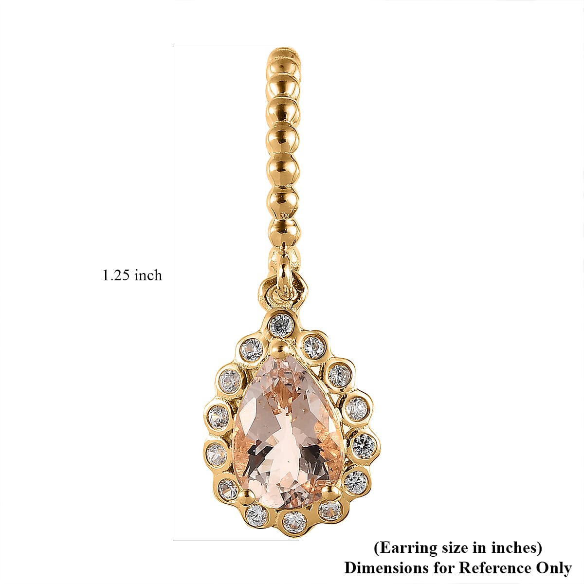 Pink Morganite and White Zircon Floral Pear Shaped Earrings in Vermeil YG Over Sterling Silver 3.75 ctw image number 5
