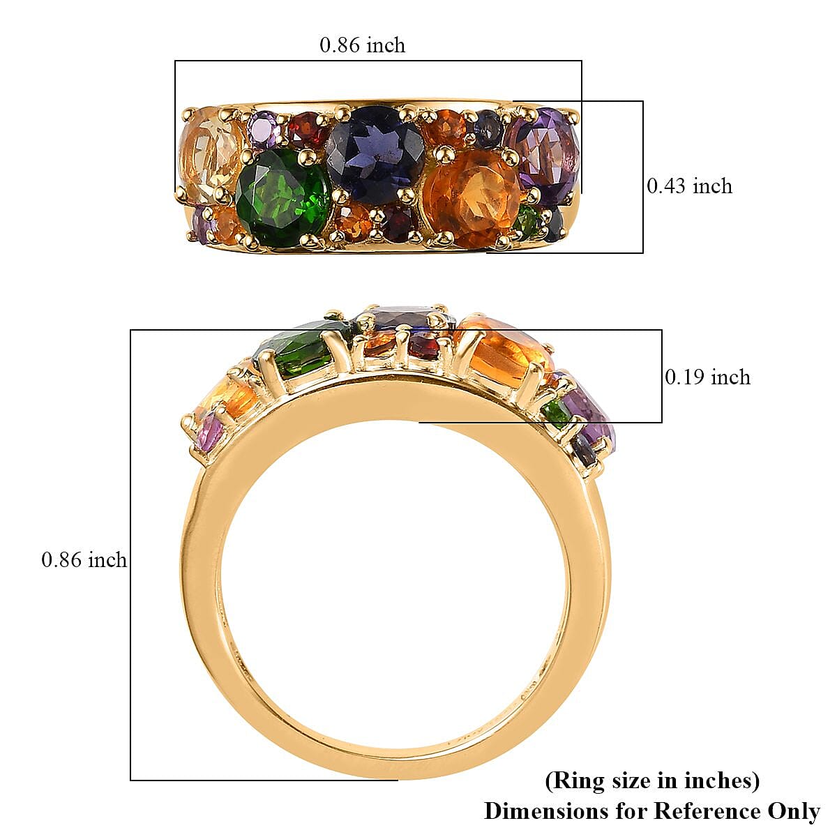Multi Gemstone Cluster Ring in Vermeil Yellow Gold Over Sterling Silver (Size 8.0) 2.65 ctw image number 5
