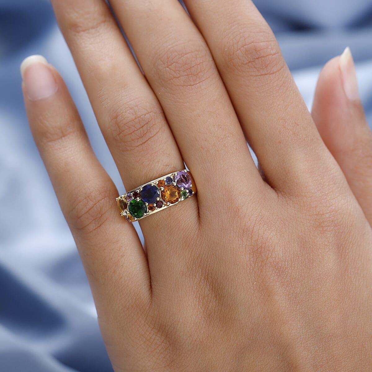 Multi Gemstone Cluster Ring in Vermeil Yellow Gold Over Sterling Silver (Size 9.0) 2.65 ctw image number 2