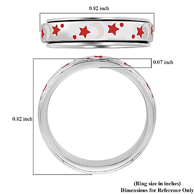 925 Sterling Silver Fidget Ring Spinner Ring Moon Star Anxiety Ring for Women Enameled Jewelry Birthday Gifts (Size 8.00)
