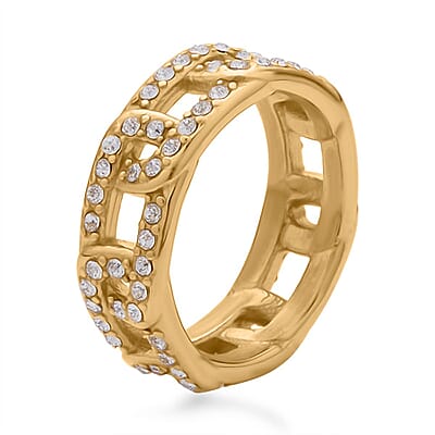 Austrian Crystal Ring in ION Plated YG Stainless Steel (Size 10.0)
