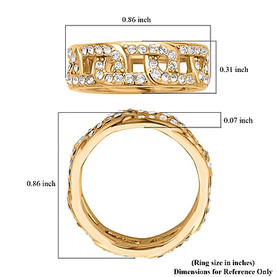 Austrian Crystal Ring in ION Plated YG Stainless Steel (Size 10.0)