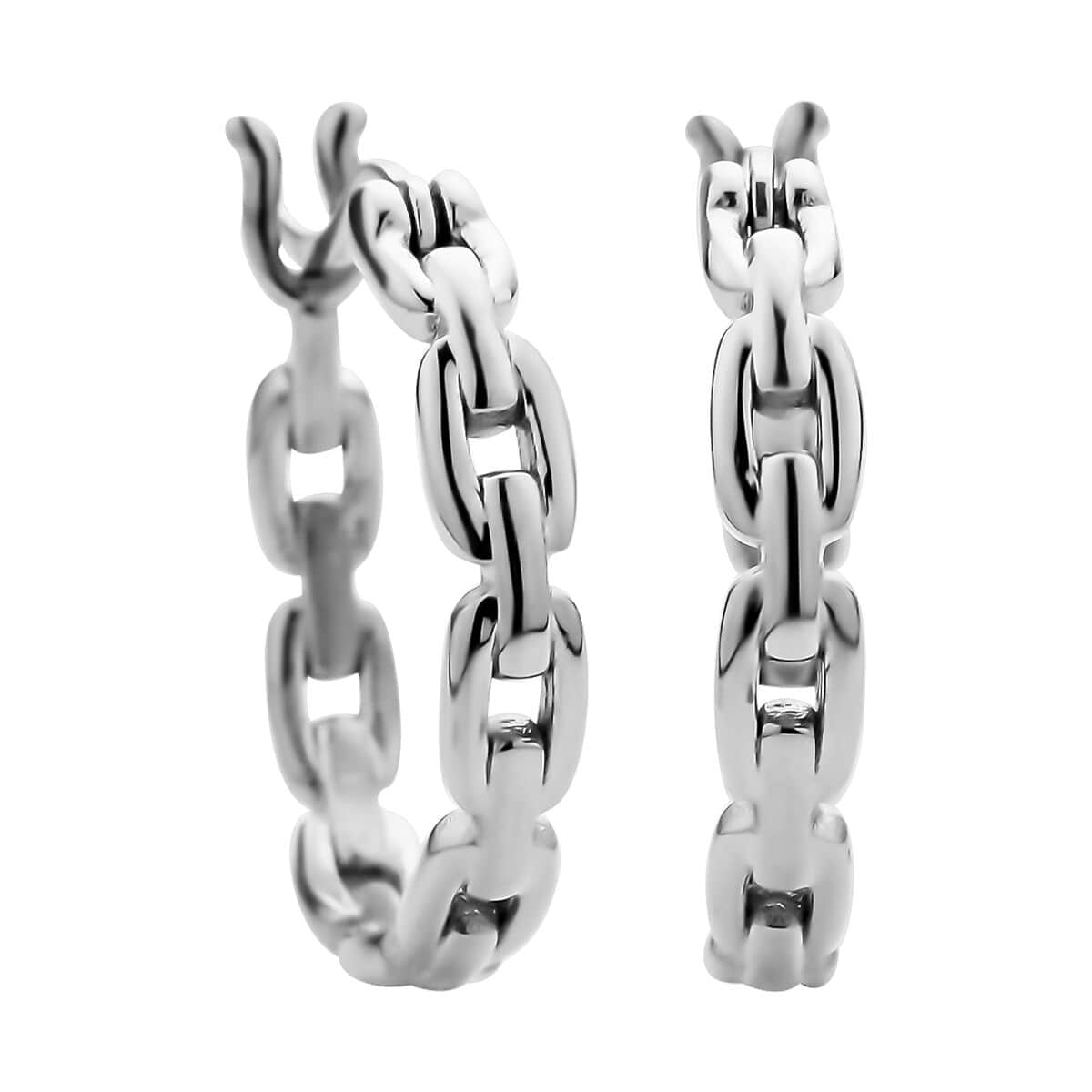 Link Style Hoop Earrings in Stainless Steel image number 0