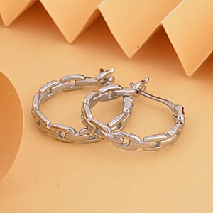 Paper Clip Chain Hoop Earrings in Stainless Steel | Tarnish-Free, Waterproof, Sweat Proof Jewelry