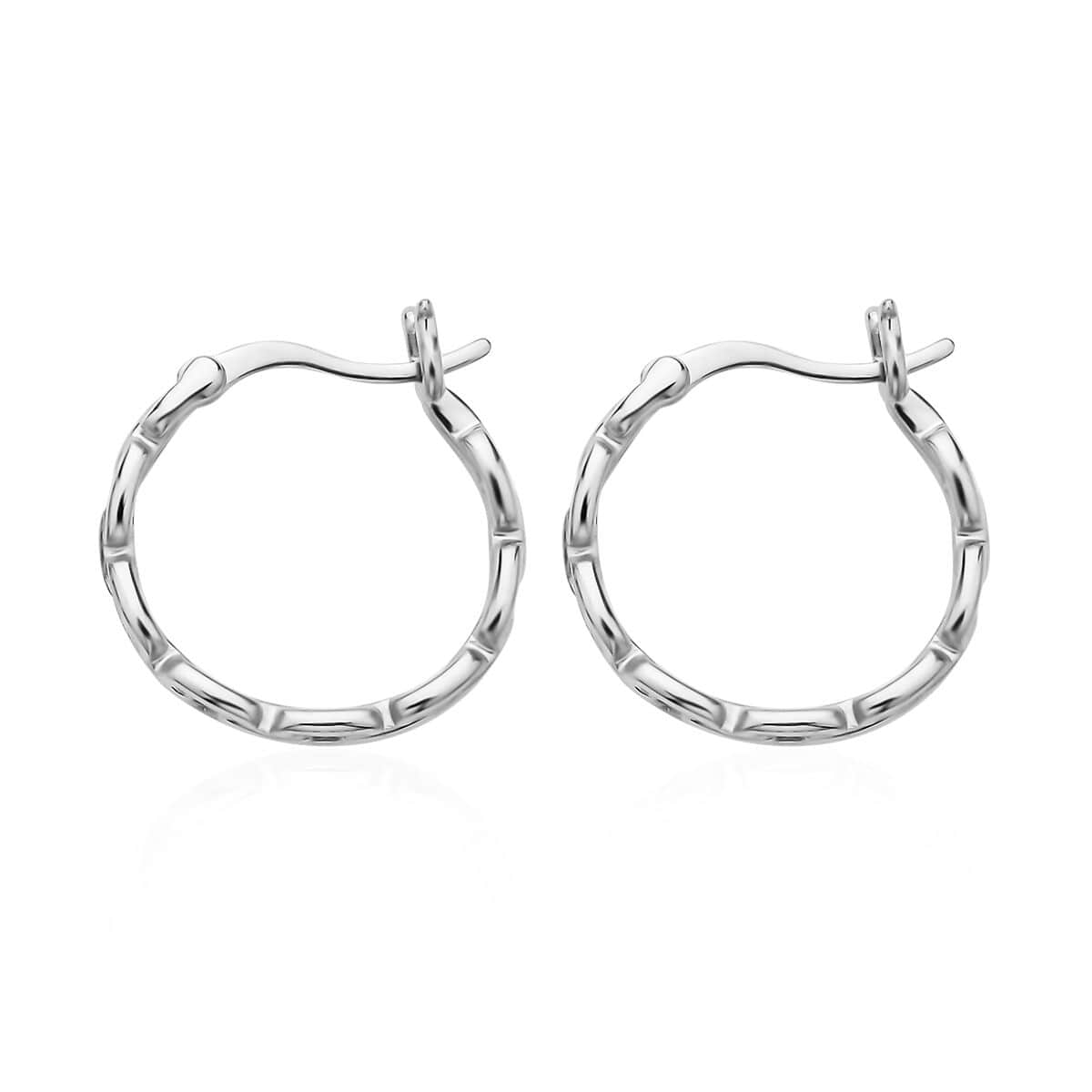 Link Style Hoop Earrings in Stainless Steel image number 3