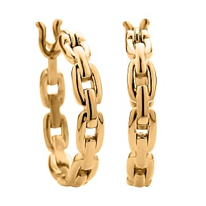 Paper Clip Chain Hoop Earrings in ION Plated YG Stainless Steel , Tarnish-Free, Waterproof, Sweat Proof Jewelry