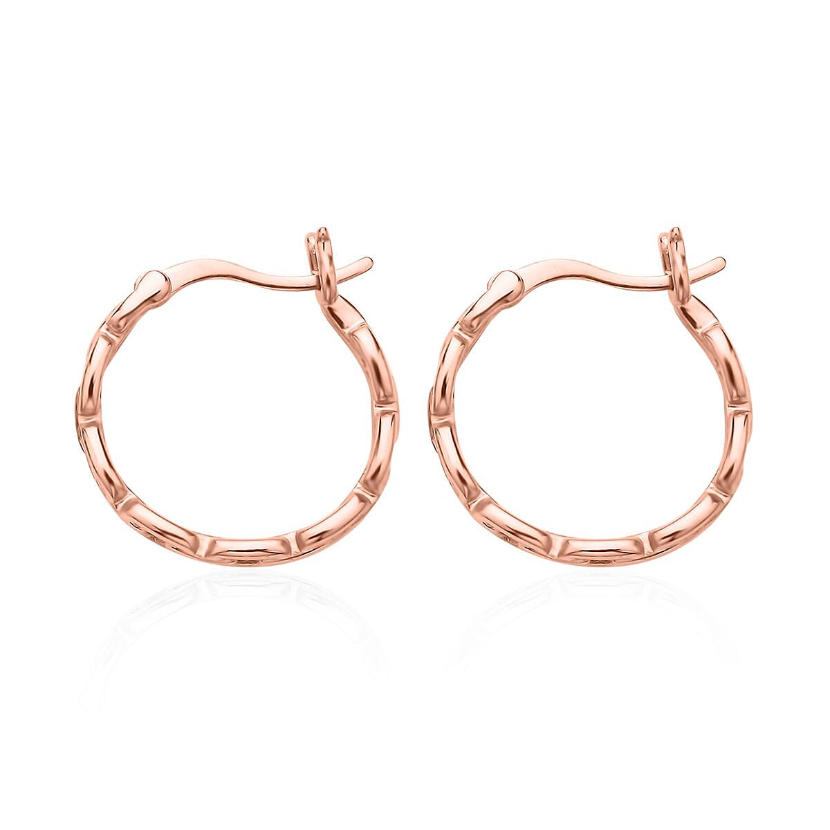 Paper Clip Chain Hoop Earrings in ION Plated Rose Gold Stainless Steel image number 3