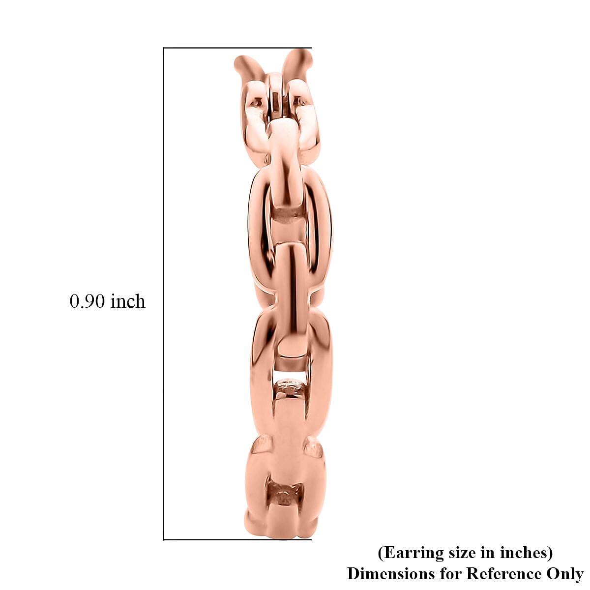 Paper Clip Chain Hoop Earrings in ION Plated Rose Gold Stainless Steel image number 4