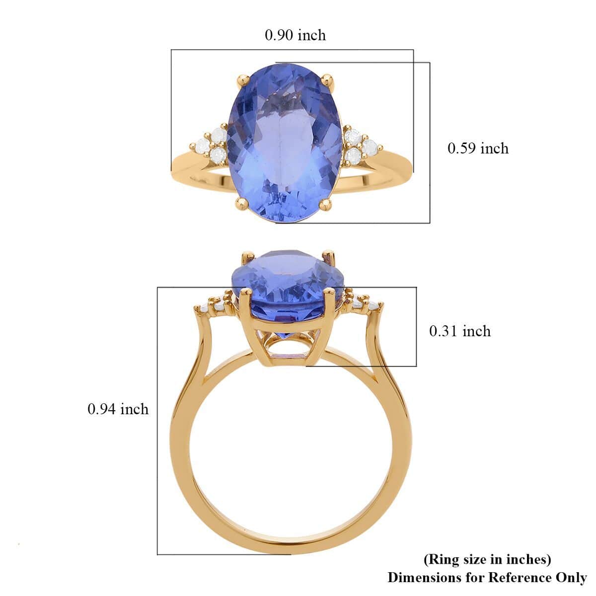 10K Yellow Gold Color Change Fluorite and Diamond Ring (Size 10.0) 2.75 Grams 7.15 ctw image number 5