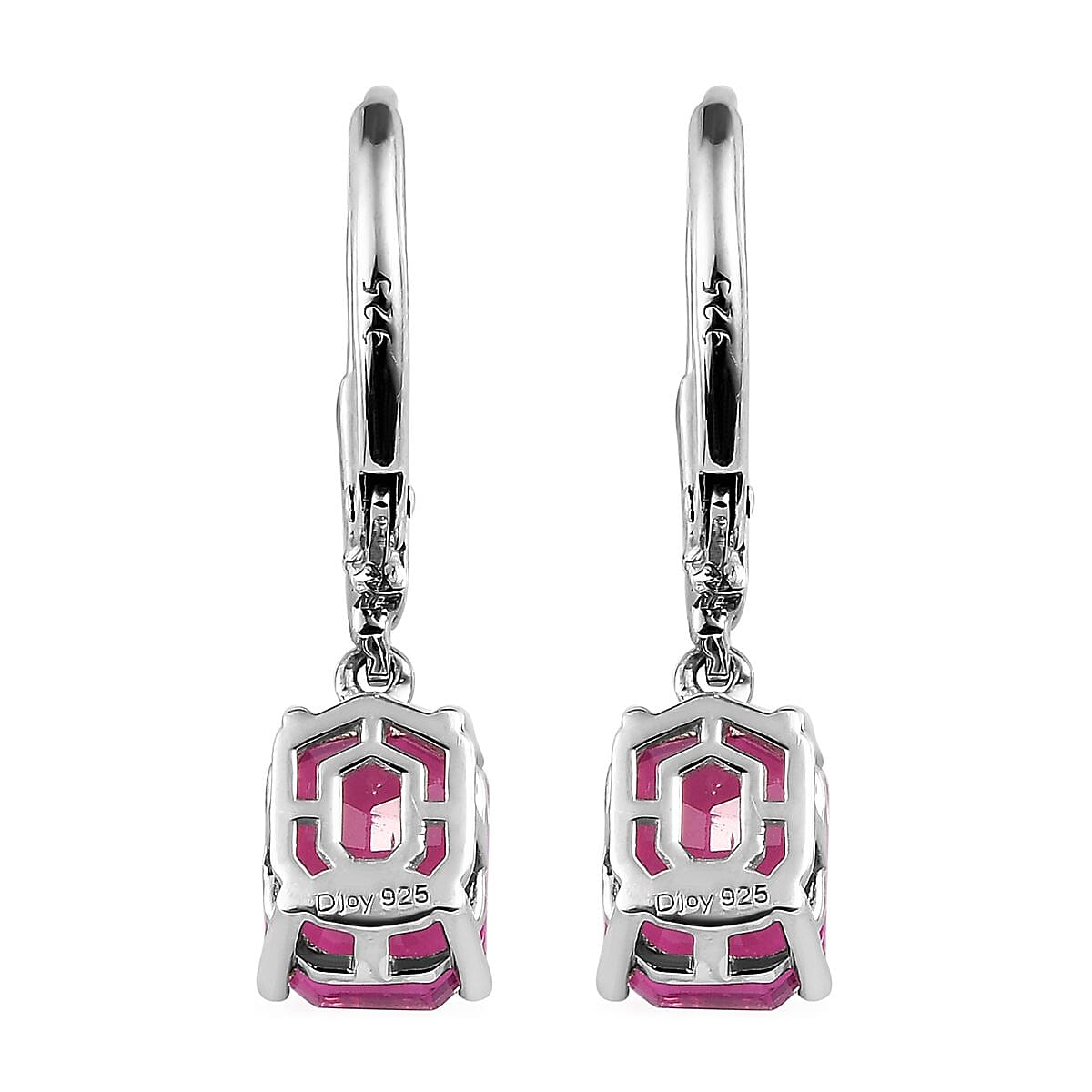 Radiant Orchid Quartz (Triplet) and White Zircon Lever Back Earrings in Platinum Over Sterling Silver 3.15 ctw image number 3