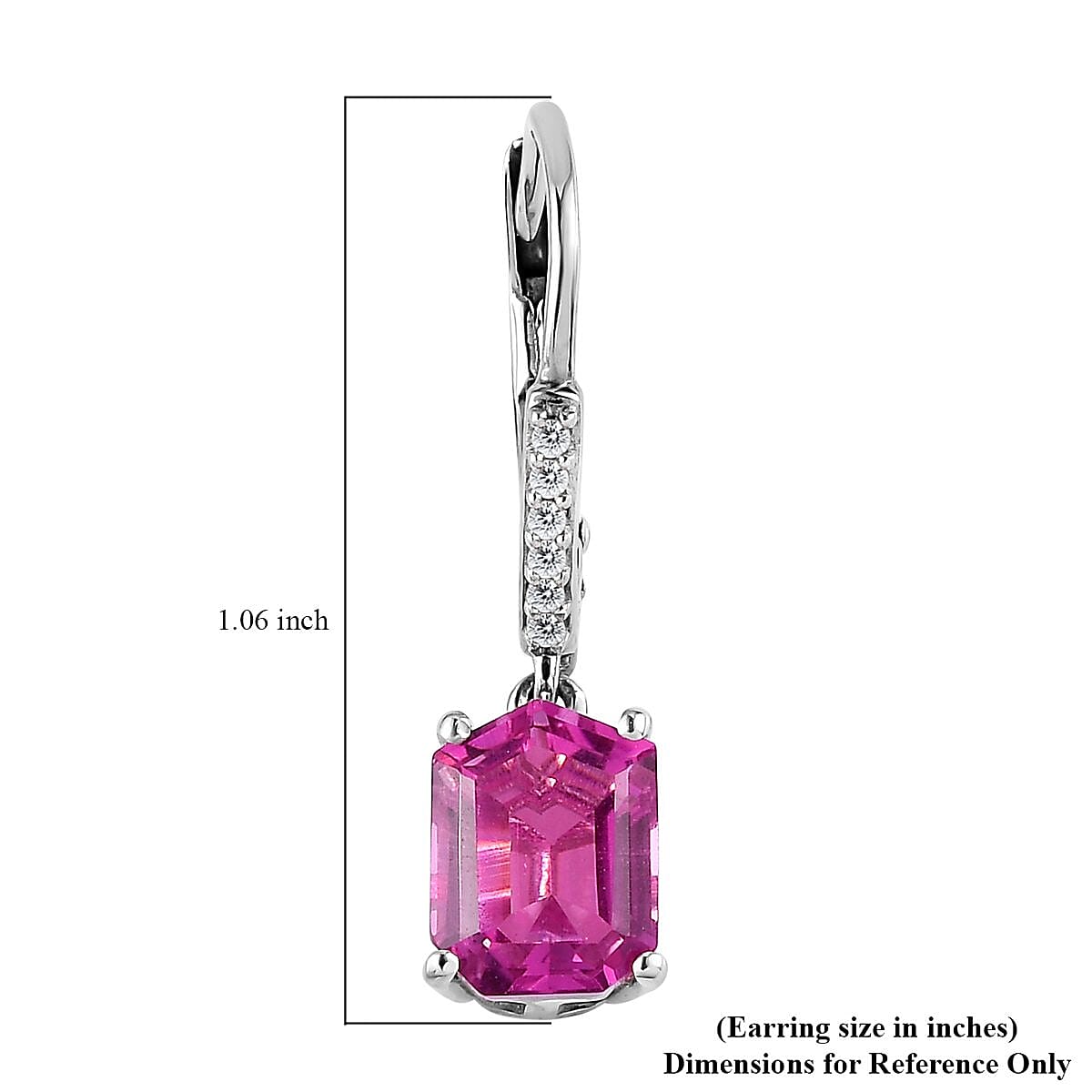 Radiant Orchid Quartz (Triplet) and White Zircon Lever Back Earrings in Platinum Over Sterling Silver 3.15 ctw image number 4