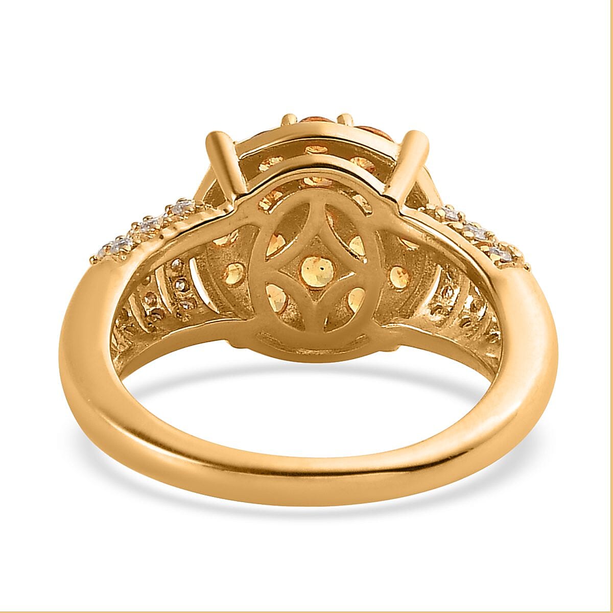 Premium Viceroy Spessartine Garnet and Moissanite Cluster Ring in Vermeil Yellow Gold Over Sterling Silver (Size 10.0) 1.75 ctw