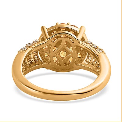 Premium Viceroy Spessartine Garnet and Moissanite Cluster Ring in Vermeil Yellow Gold Over Sterling Silver (Size 10.0) 1.75 ctw