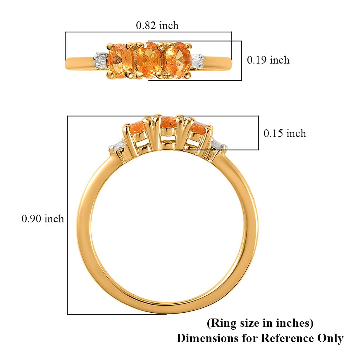 Viceroy Spessartine Garnet and Diamond Accent 3 Stone Ring in Vermeil Yellow Gold Over Sterling Silver 0.65 ctw image number 5
