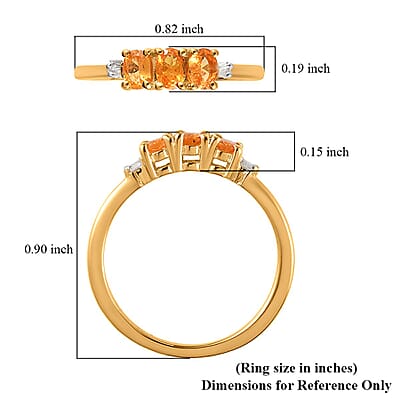 Viceroy Spessartine Garnet and Diamond Accent 3 Stone Ring in Vermeil Yellow Gold Over Sterling Silver (Size 10.0) 0.65 ctw