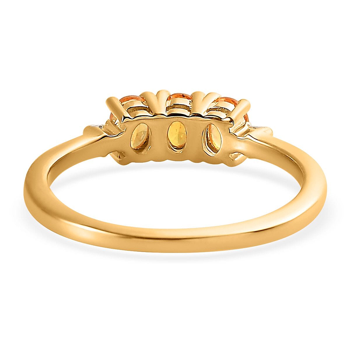 Viceroy Spessartine Garnet and Diamond Accent 3 Stone Ring in Vermeil Yellow Gold Over Sterling Silver (Size 5.0) 0.65 ctw image number 4