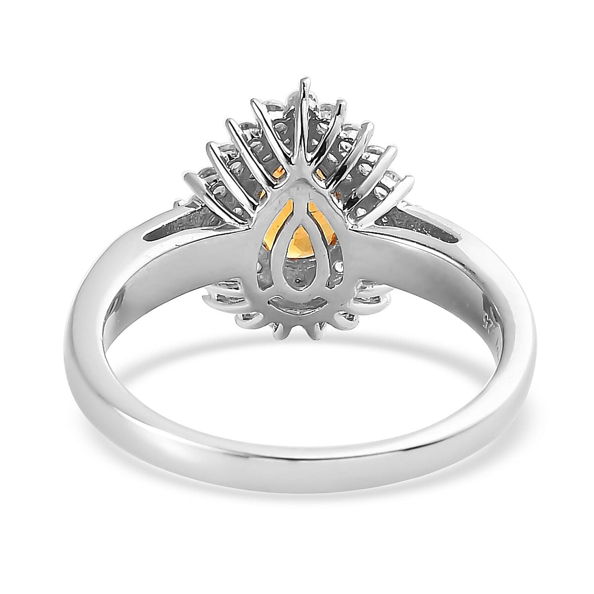 Viceroy Spessartine Garnet and White Zircon Double Halo Ring in Platinum Over Sterling Silver (Size 10.0) 1.35 ctw