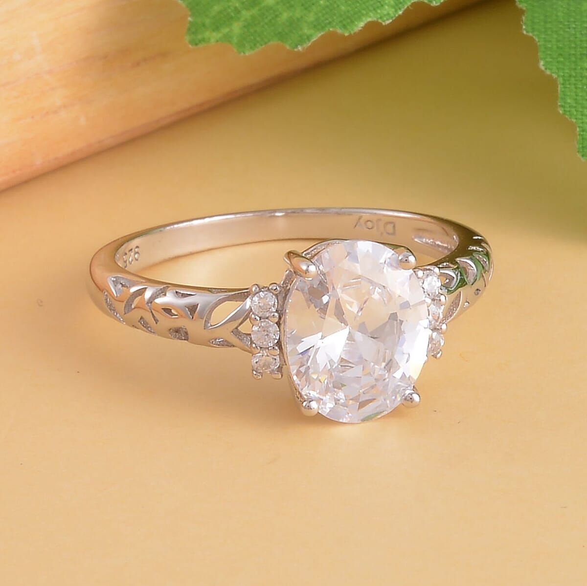 Simulated Diamond Ring in Rhodium Over Sterling Silver image number 1