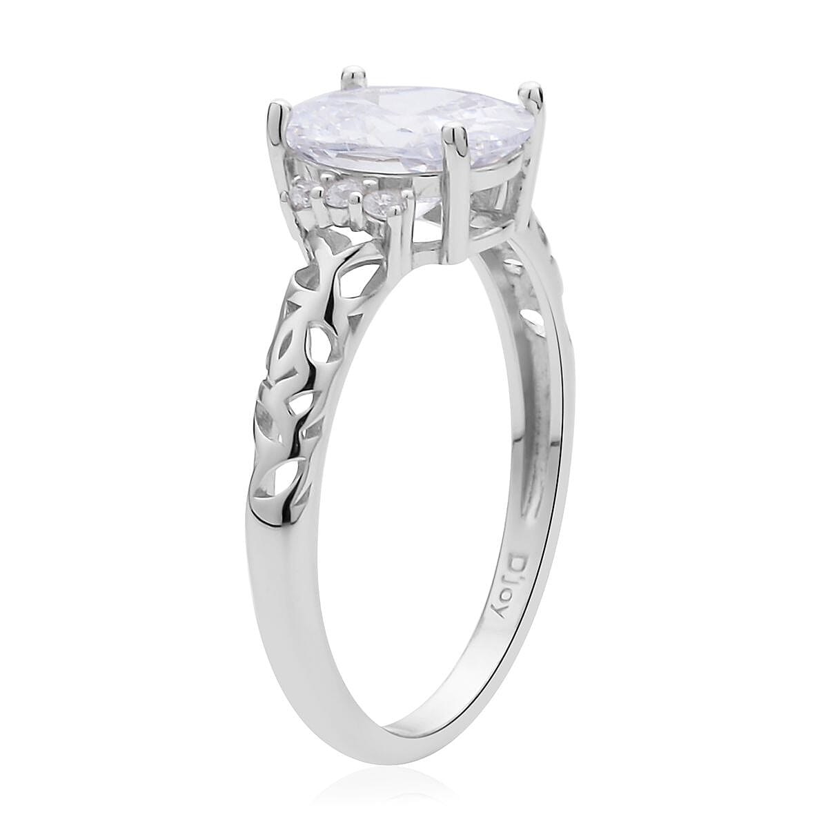 Simulated Diamond Ring in Rhodium Over Sterling Silver image number 3