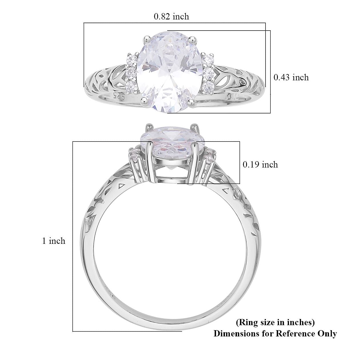 Simulated Diamond Ring in Rhodium Over Sterling Silver image number 5