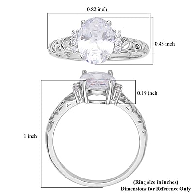 Simulated Diamond Ring in Rhodium Over Sterling Silver (Size 10.0)