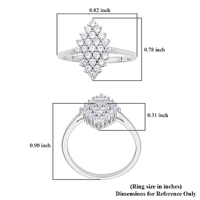 Simulated Diamond Marquise Shape Ring in Rhodium Over Sterling Silver (Size 10.0)