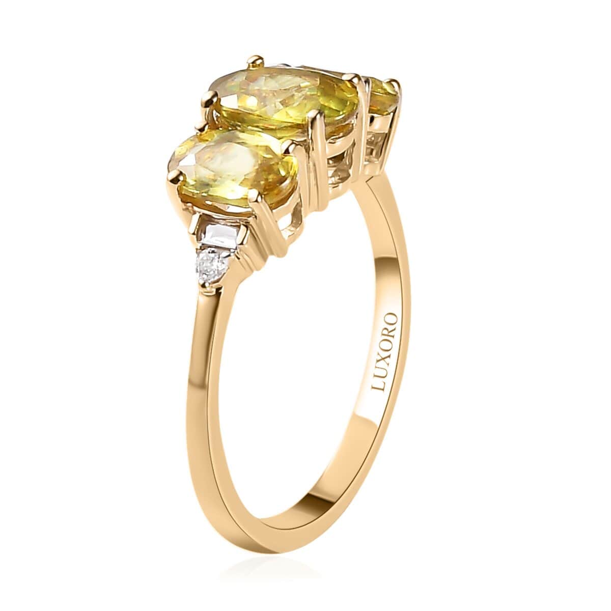 LUXORO 10K Yellow Gold Premium Sava Sphene and Diamond Ring (Size 10.0) 2 Grams 2.15 ctw image number 3