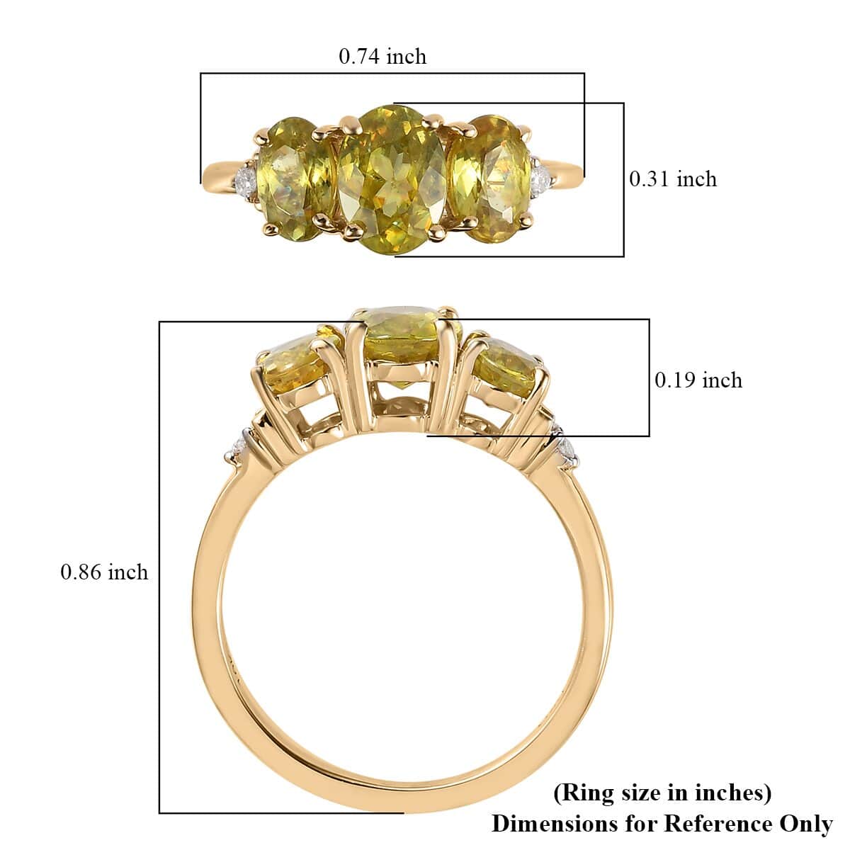 LUXORO 10K Yellow Gold Premium Sava Sphene and Diamond Ring (Size 10.0) 2 Grams 2.15 ctw image number 5