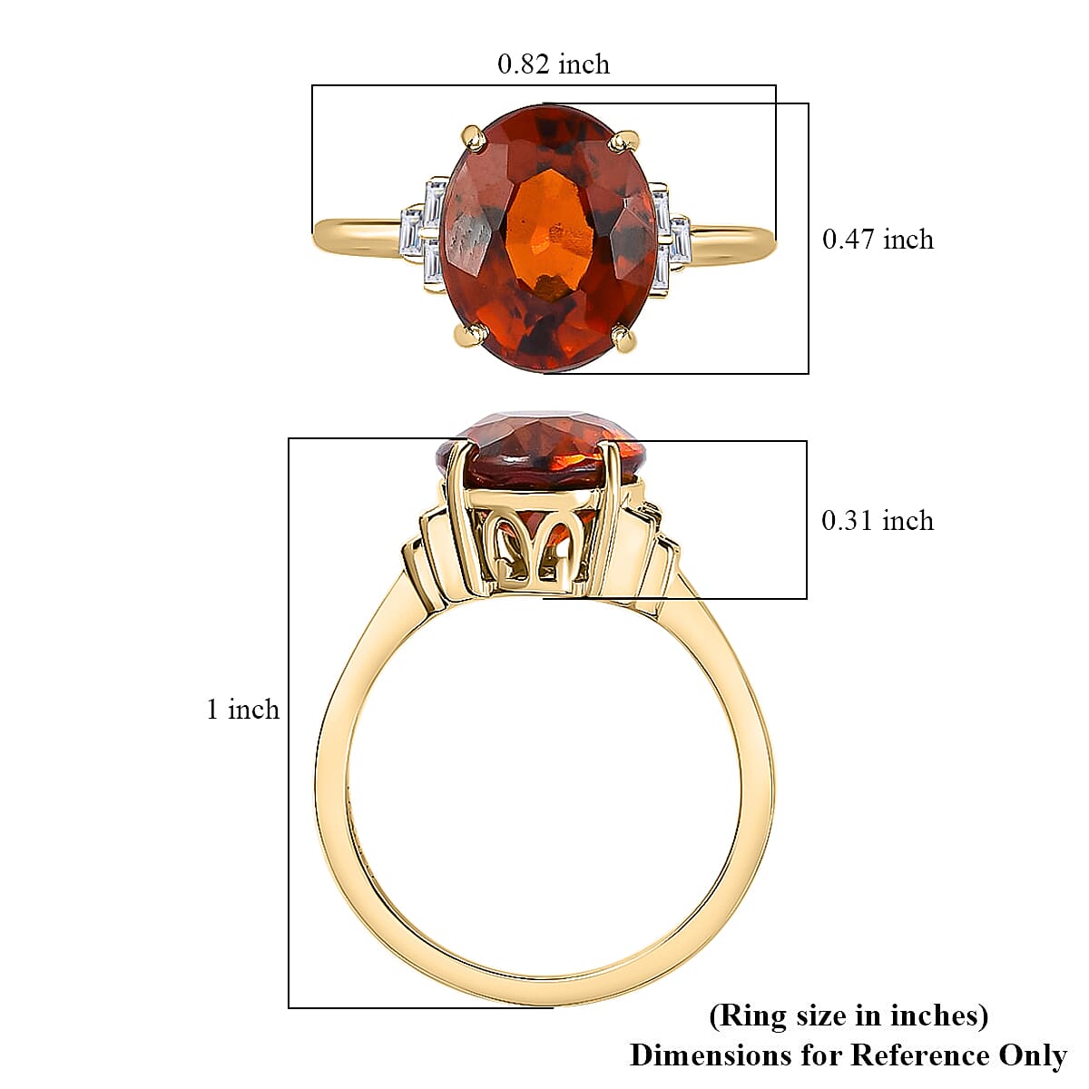 LUXORO 10K Yellow Gold Premium Sri Lankan Honey Garnet, Diamond Ring (Size 10.0) (2.20 g) 4.60 ctw image number 5