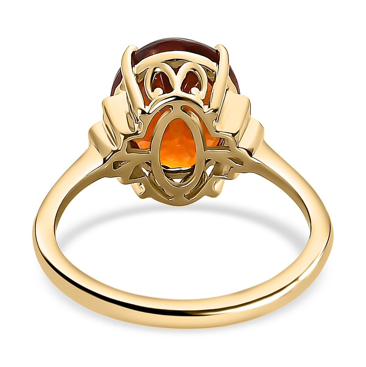 Luxoro 10K Yellow Gold Premium Sri Lankan Honey Garnet and Diamond January Birthstone Ring (Size 7.0) 4.60 ctw image number 4