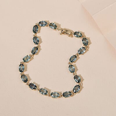 Luxoro 14K Yellow Gold AAA Parti Sapphire Tennis Bracelet (6.50 In) 11.00 ctw
