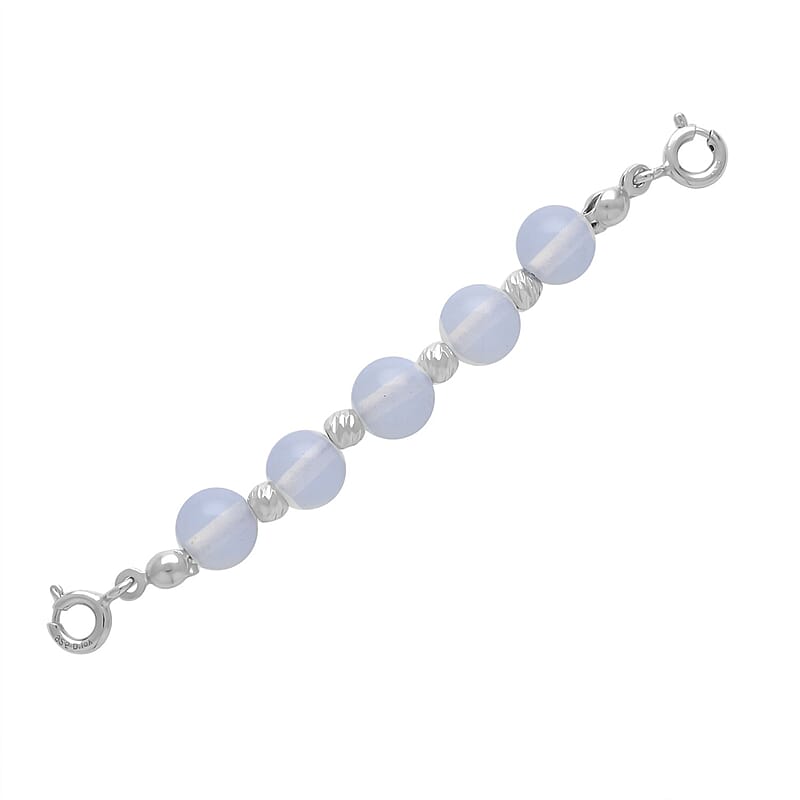 Opalite Multi-Function Beaded Chain with 2pcs 5mm Spring Lock in Rhodium Over Sterling Silver 35.00 ctw